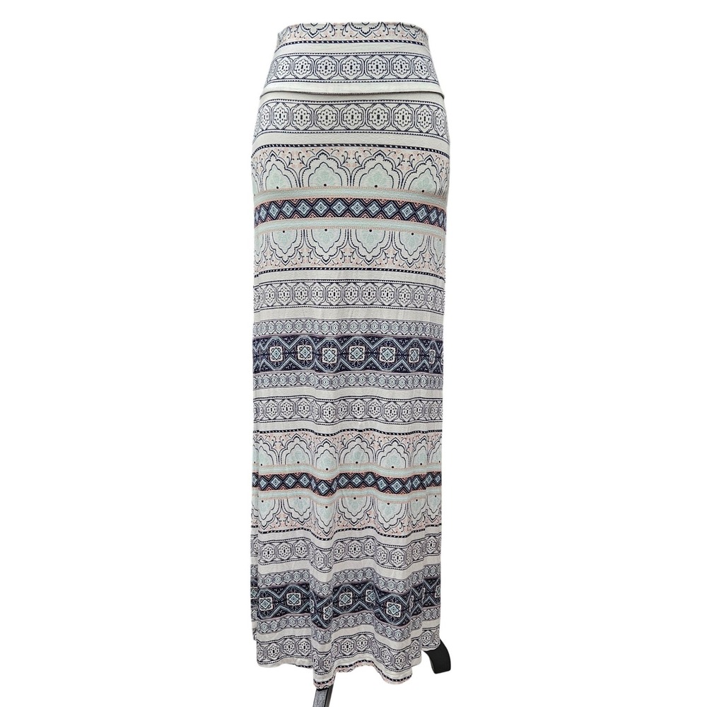 Charlotte Russe Maxi Skirt XS Boho Festival Aztec Print Stretch Long Skirt